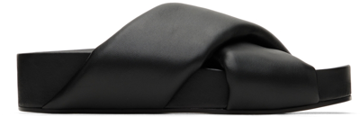 Shop Jil Sander Black Oversize Wrapped Slide Sandals In 001 Black