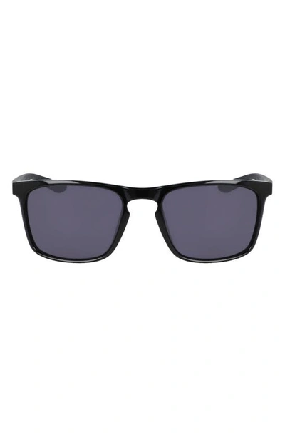 Shop Nike Sky Ascent 55mm Rectangular Sunglasses In Black/dark Grey