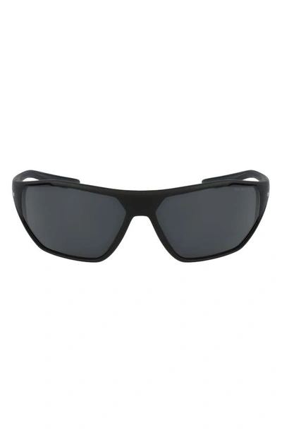 Shop Nike Aero Swift 65mm Oversize Rectangle Sunglasses In Matte Black/dark Grey