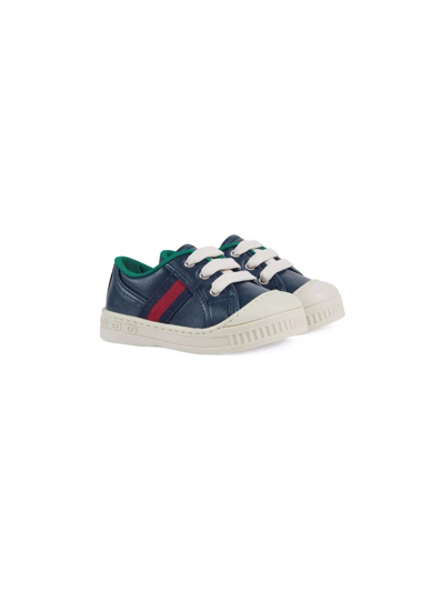Shop Gucci Tennis 1977 Leather Sneakers In Blue