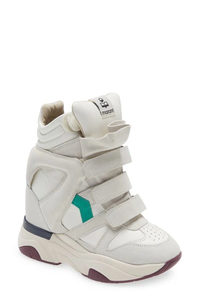 Isabel Marant Balskee Wedge High Top Sneaker In Green / White