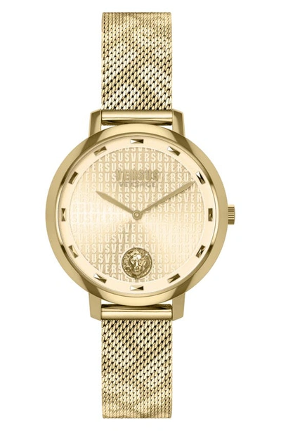 Shop Versus La Villette Mesh Strap Watch, 44mm In Ip Yellow Gold