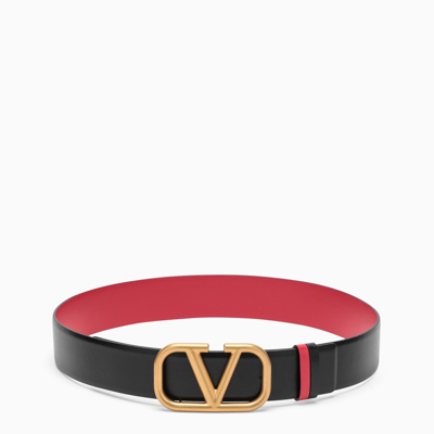 Shop Valentino Black/red Vlogo Reversible Belt 40 Mm