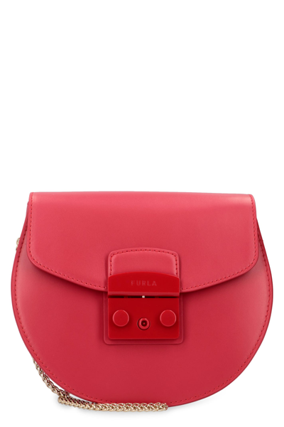 Shop Furla Metropolis Leather Mini Crossbody Bag In Red