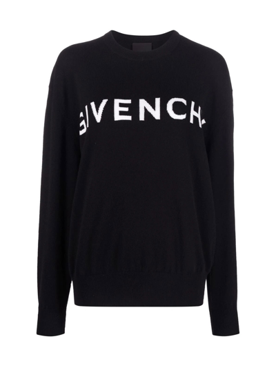 Shop Givenchy 12gg Sweater W/ Giv. Logo Front &amp; Back In Black White