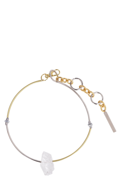Shop Marine Serre Stone Therapy Steel Necklace In Gold