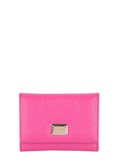 Shop Dolce & Gabbana Dauphine Leather Wallet In Fucsia