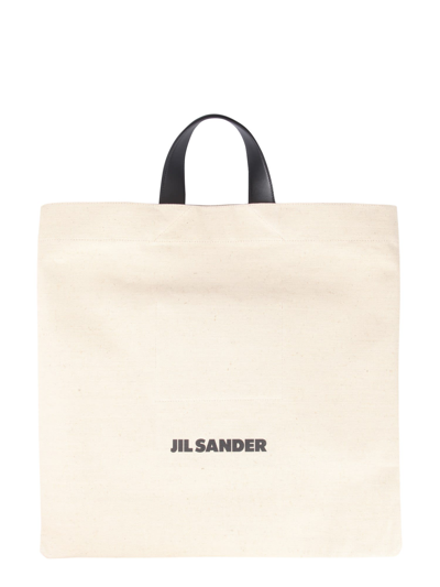 Shop Jil Sander Square Flat Shopper Bag In Beige
