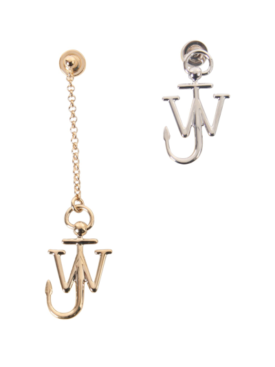 Shop Jw Anderson Anchor Asymmetric Earrings In Oro