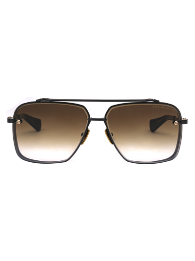 Shop Dita Mach-six Sunglasses In Black Iron - Black Rhodium W/ Dark Brown To Clear - Ar