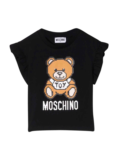 Shop Moschino Black Girl T-shirt In Nero