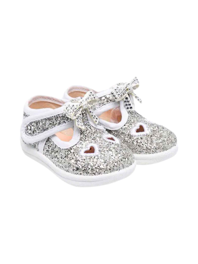 Shop Monnalisa Silver Glitter Shoes In Argento