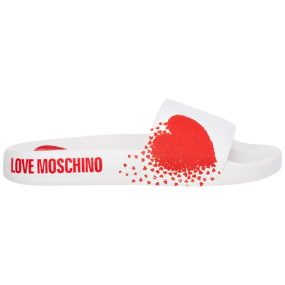 Shop Love Moschino Running Slides In Bianco