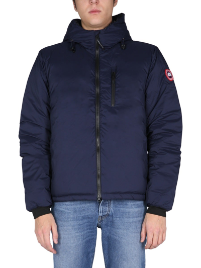 Shop Canada Goose Lodge Hooded Down Jacket In Blue