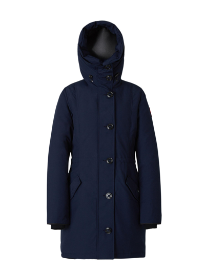 Shop Canada Goose Rossclair Logo Patch Hooded Parka In Navy