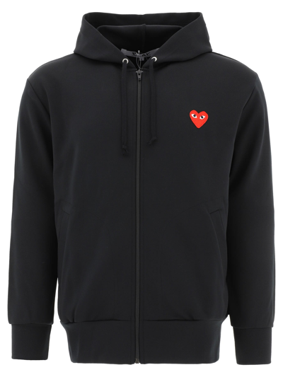 Shop Comme Des Garçons Play Logo Embroidered Hoodie In Black