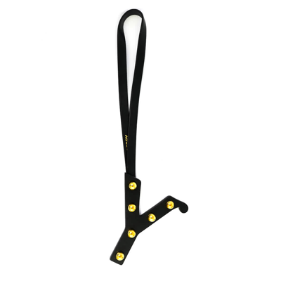 Burberry Black/light Gold Ladies Y Studded Leather Charm In Black/light Gold