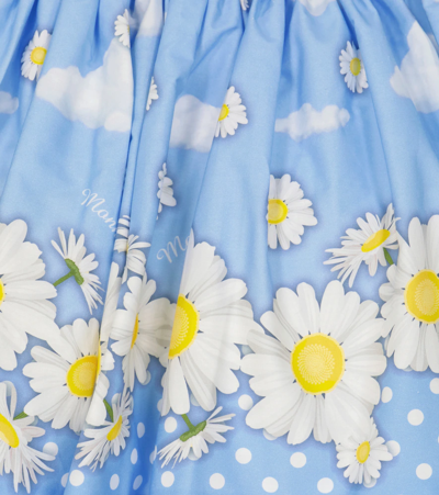 Monnalisa Light Blue Skirt With Floreal Print In Blue
