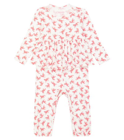 Shop Molo Baby Flavia Cotton-blend Playsuit In Mini Horse Rose