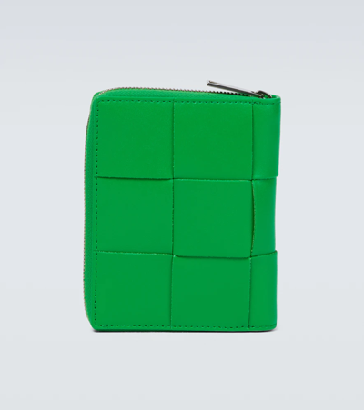 Bottega Veneta Intrecciato Leather Wallet In Parakeet-silver