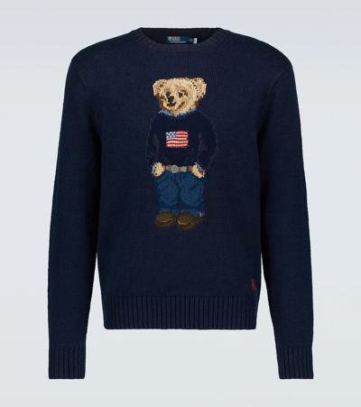 Shop Polo Ralph Lauren Cotton-blend Crewneck Sweater In Navy