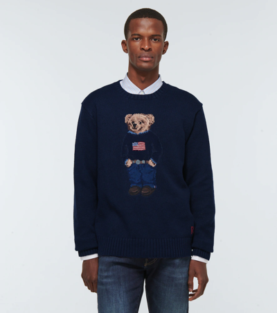 Shop Polo Ralph Lauren Cotton-blend Crewneck Sweater In Navy