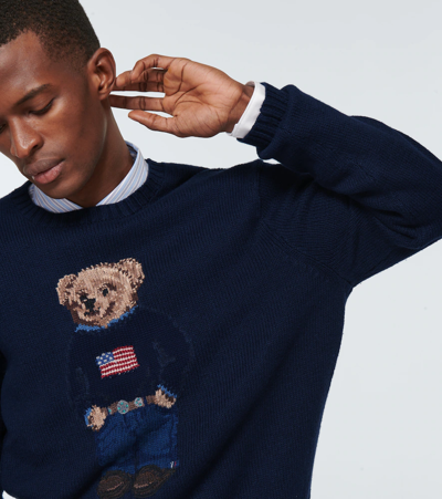 Shop Polo Ralph Lauren Cotton-blend Crewneck Sweater In Navy