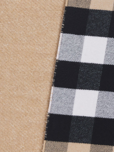 Shop Burberry Checked Cashmere Blend Scarf In Beige