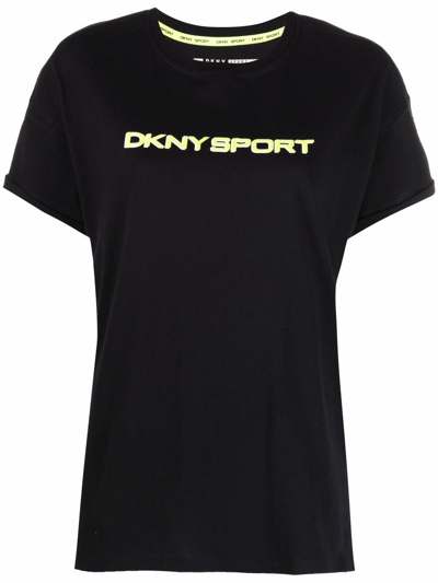 Shop Dkny Logo Oversized T-shirt In Black