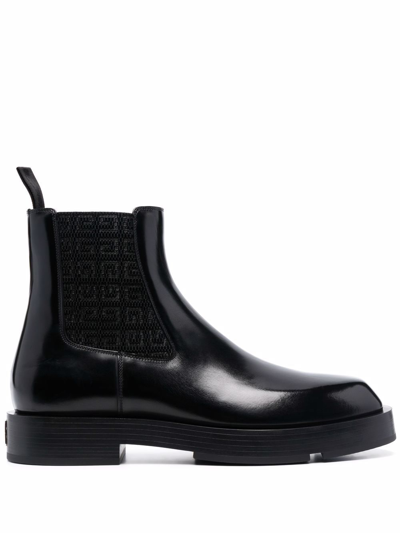 Shop Givenchy Squared Leather Anlke Boots In Black