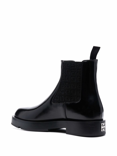 Shop Givenchy Squared Leather Anlke Boots In Black
