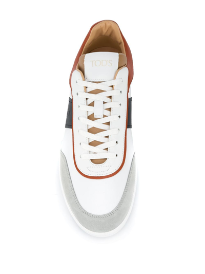 Shop Tod's Leather Sneakers In Grey