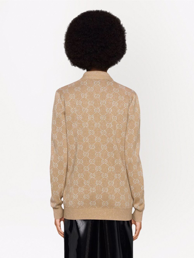 Shop Gucci Cotton& Cardigan In Brown
