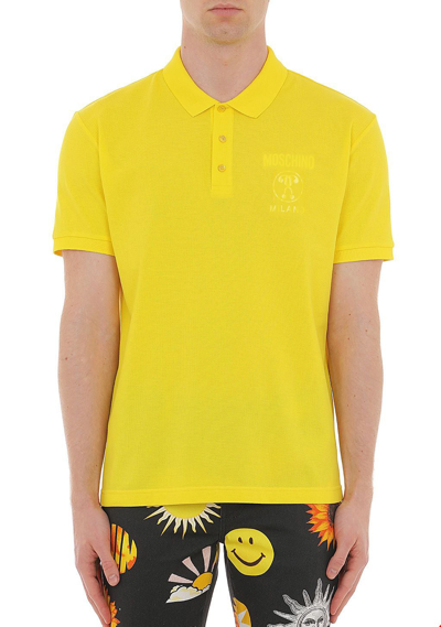 Shop Moschino Double Question Mark Polo Shirt In Yellow