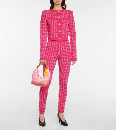 Shop Balmain X Barbie® Wool-blend Cardigan In Rose Clair/rose