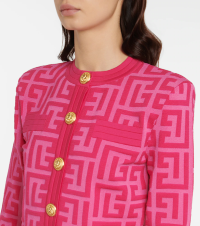 Shop Balmain X Barbie® Wool-blend Cardigan In Rose Clair/rose