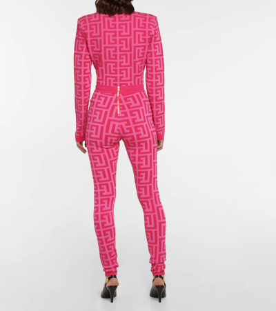 Shop Balmain X Barbie® Wool-blend Leggings In Rose Clair/rose