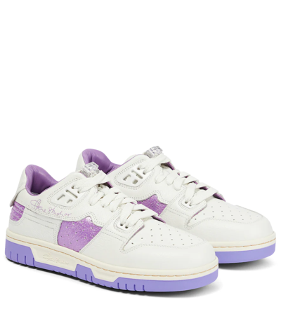 Shop Acne Studios Low-top Leather Sneakers In White/purple