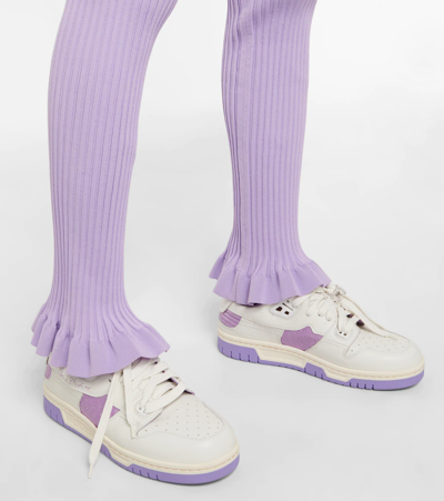 Shop Acne Studios Low-top Leather Sneakers In White/purple