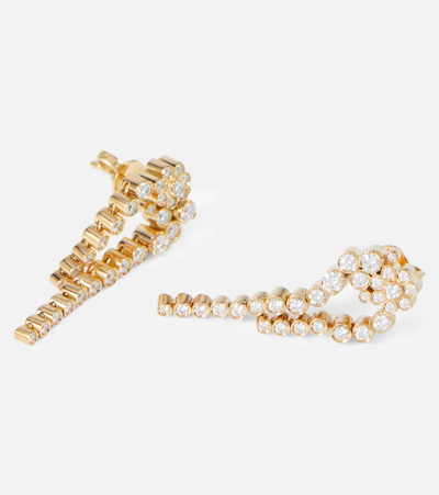 Shop Sophie Bille Brahe Petite Fontaine 18kt Gold Earrings With Diamonds In Diamond/gold