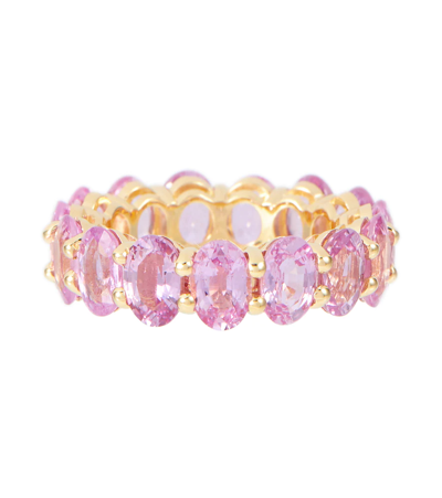 Shop Shay Jewelry 18kt Gold Eternity Ring With Sapphires In Pink