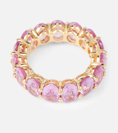 Shop Shay Jewelry 18kt Gold Eternity Ring With Sapphires In Pink