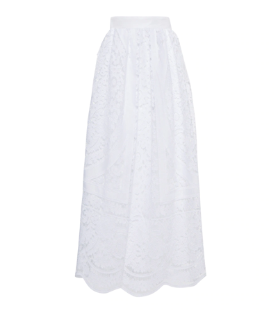 Shop Dolce & Gabbana Lace Maxi Skirt In Bianco Ottico