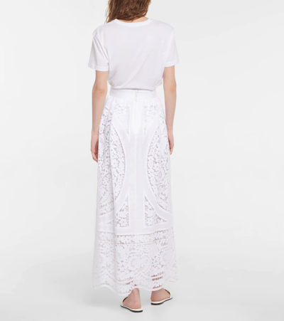 Shop Dolce & Gabbana Lace Maxi Skirt In Bianco Ottico