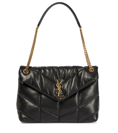Saint Laurent Lou Puffer Medium Ysl Shoulder Bag In Quilted Leather In Nero
