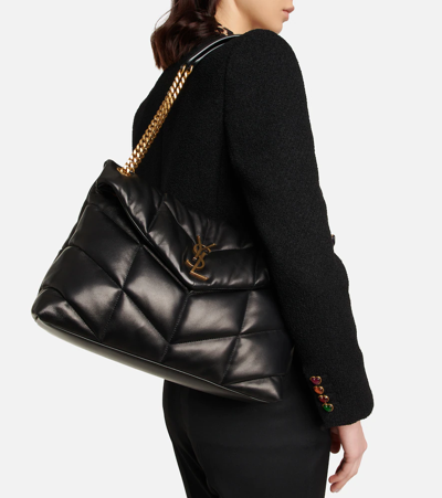 Saint Laurent Lou Puffer Medium Ysl Shoulder Bag In Quilted Leather In Nero