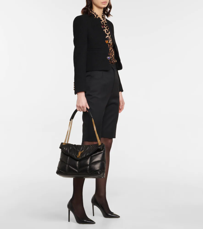 Saint Laurent Lou Puffer Medium Ysl Shoulder Bag In Quilted Leather In Nero