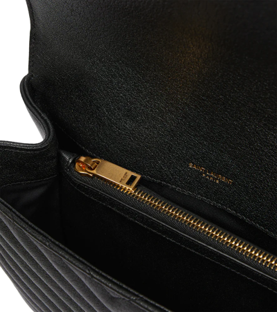 Shop Saint Laurent Collège Medium Leather Shoulder Bag In Nero Gold