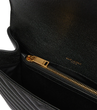 Saint Laurent College Medium Leather Shoulder Bag In Nero Gold