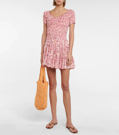 Poupette St Barth Soledad Printed Minidress In Pink Dalia